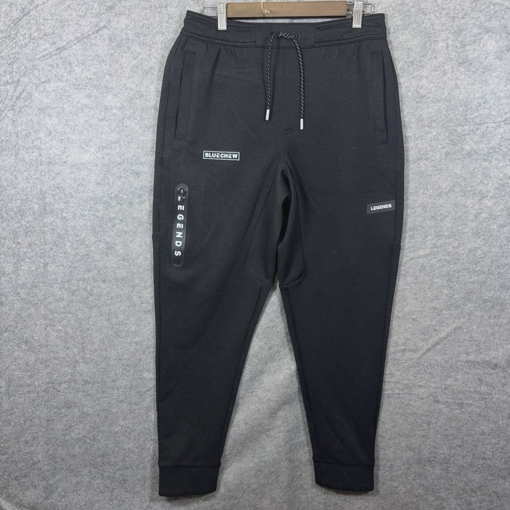 Legends Hawthorne Tech Joggers Mens Sz M Black Zip Pockets Blue Chew Logo